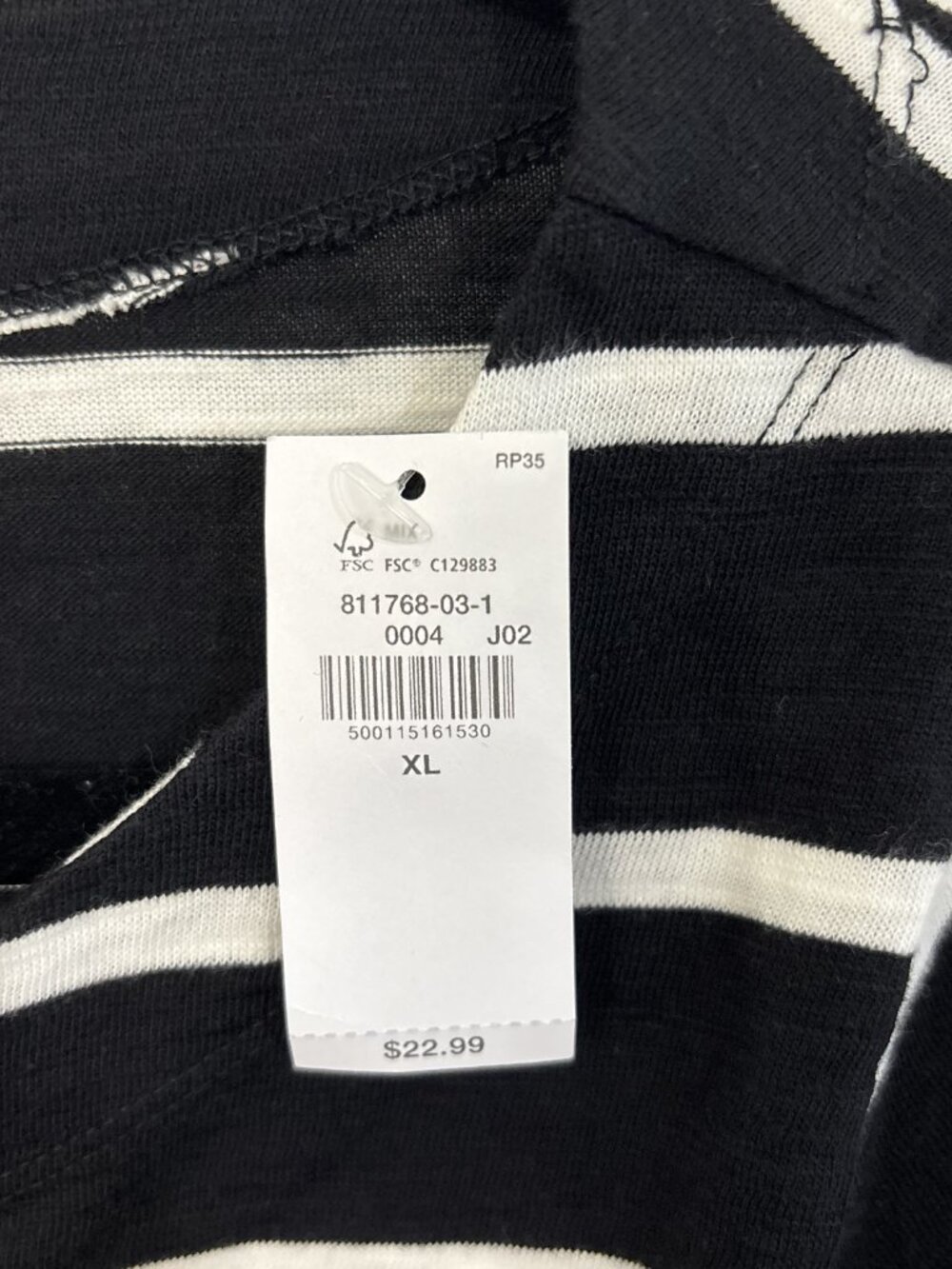 Old Navy Black & White Stripe Long Sleeve Boatneck Top NWT | XL - Picture 4 of 4